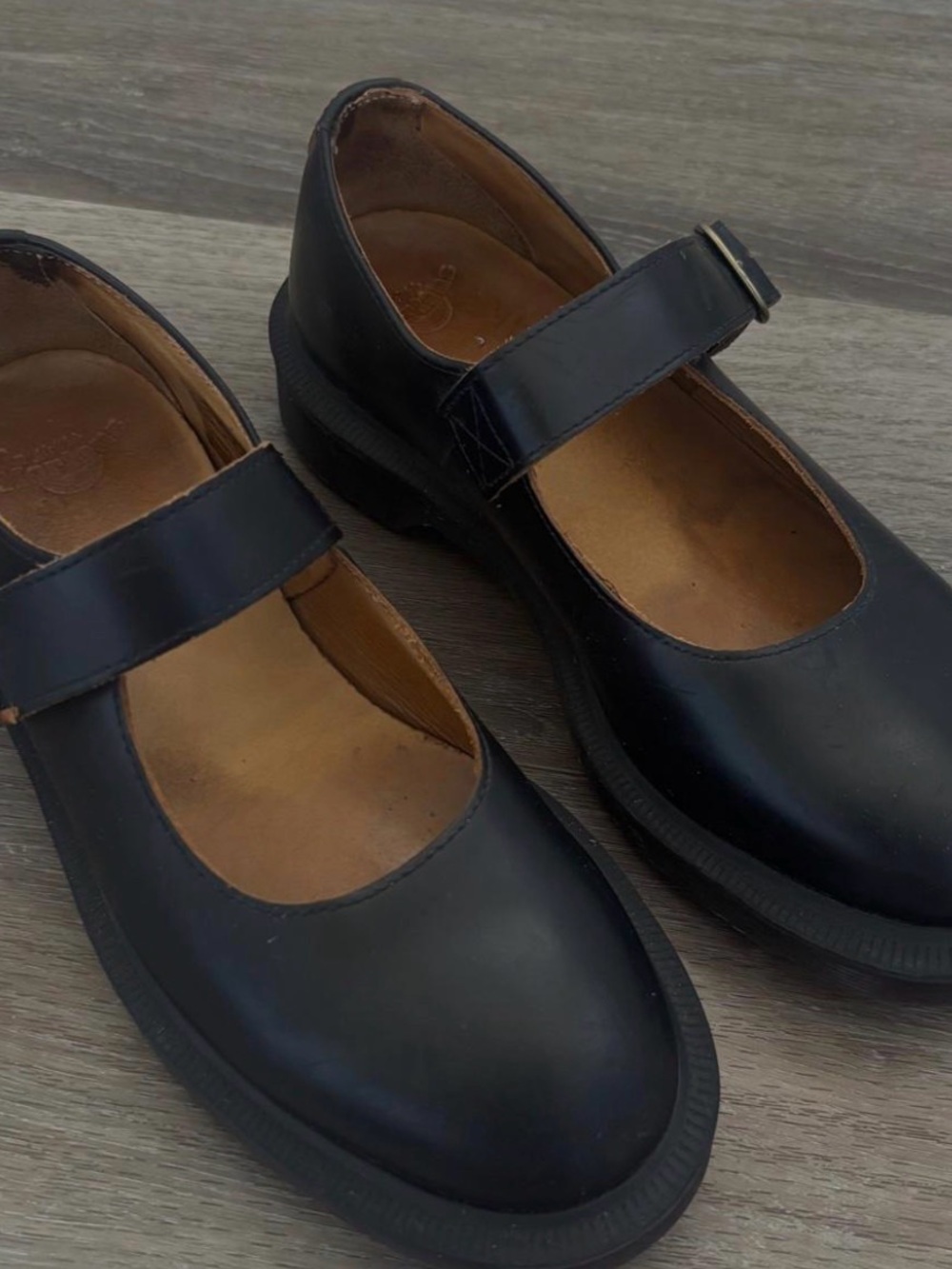 Dr. Martens Black Leather Mary Jane Flats with Strap